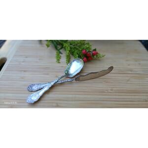 Vintage cutlery Rodgers and Bro AAA silver plated butter knife and sugar spoon